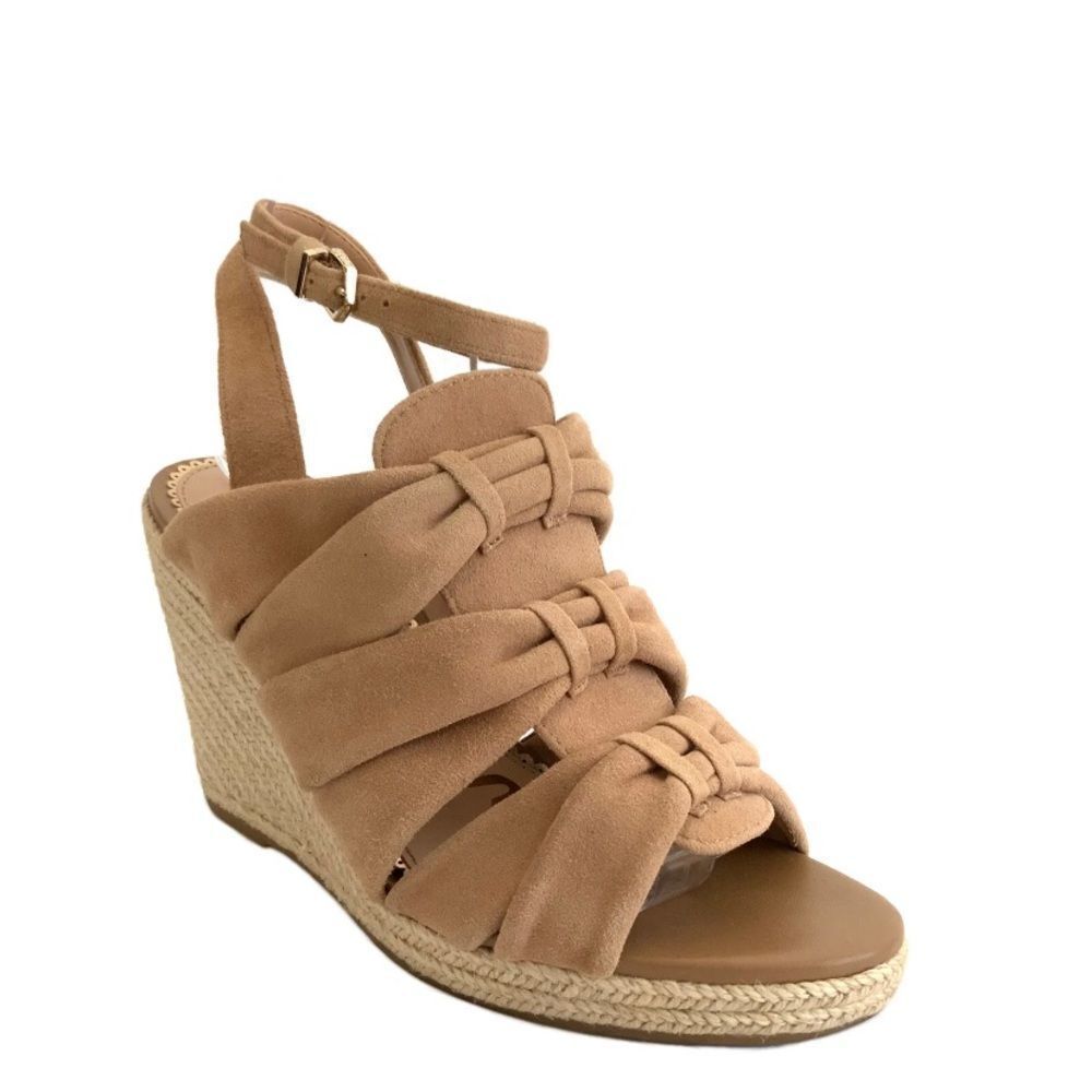 Sam Edelman Women‎ Awan Tan Suede Wedge Open-toe Ankle Strap Sandals